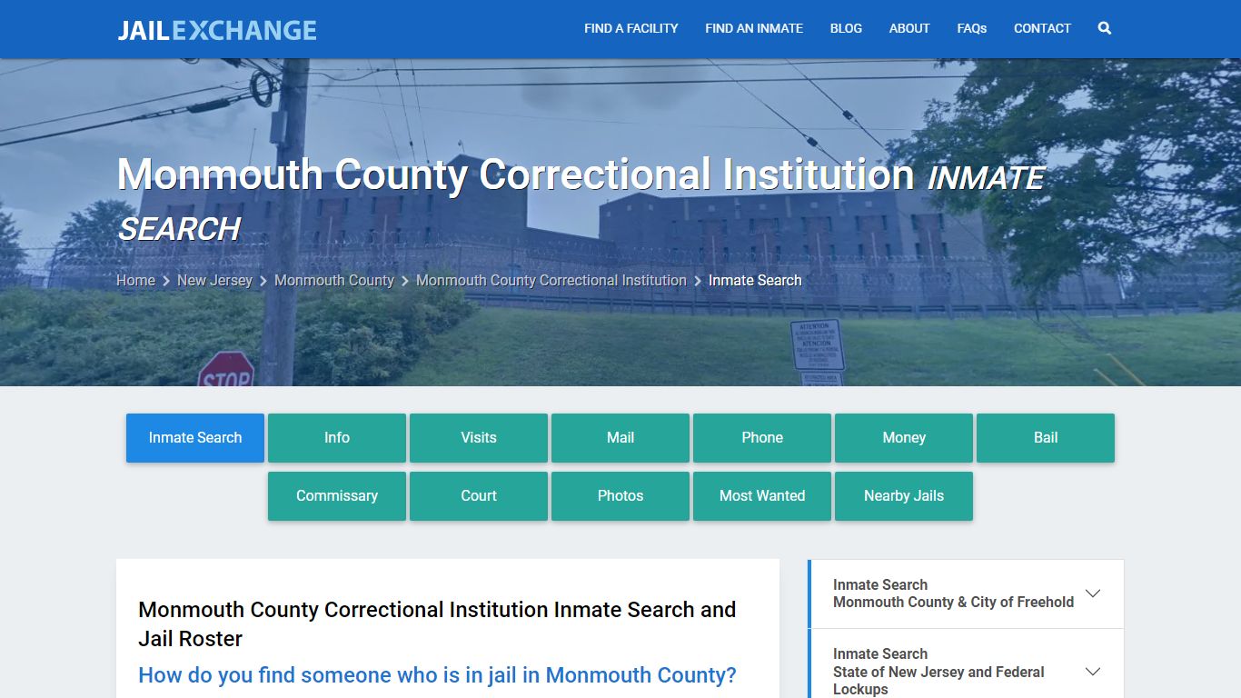 Monmouth County Correctional Institution Inmate Search - Jail Exchange